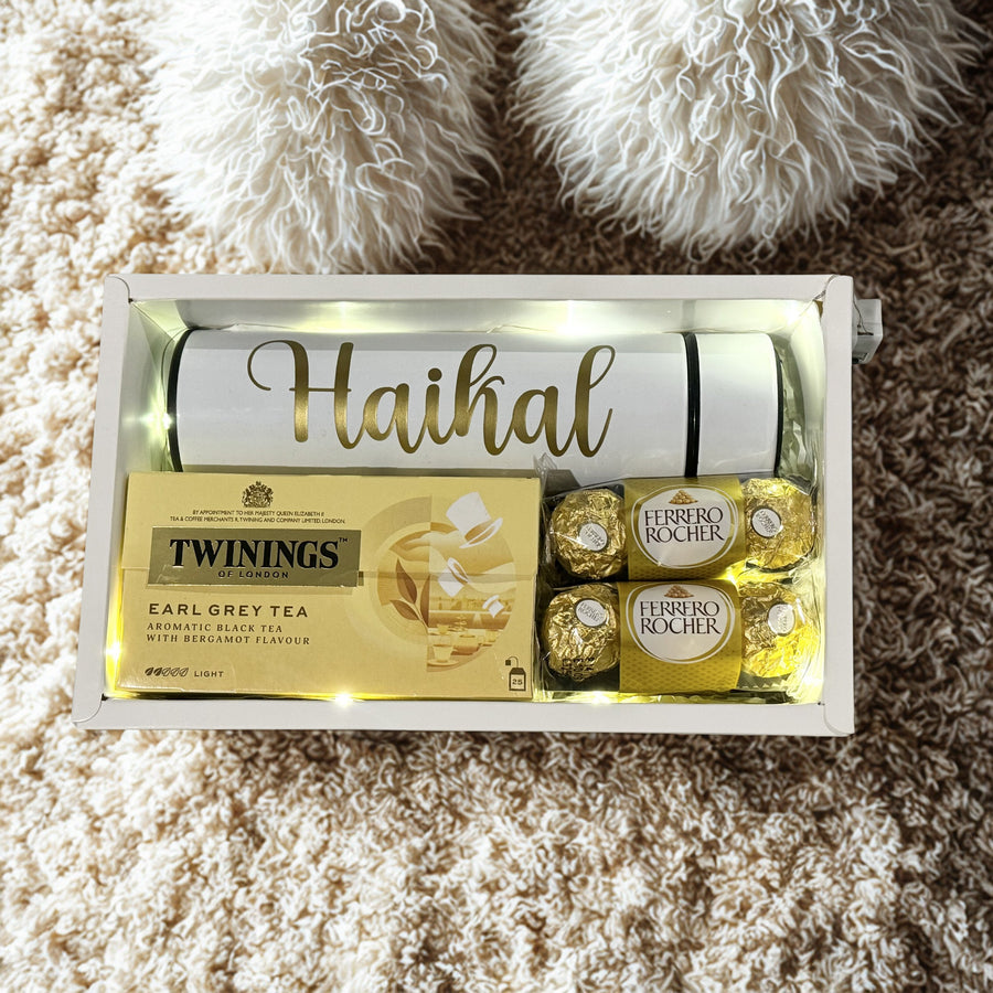 Personalised flask, Twinings tea and Ferrero Rocher gift set in Singapore