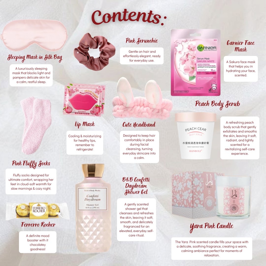 Luxury self care hamper Singapore featuring relaxation gifts for women