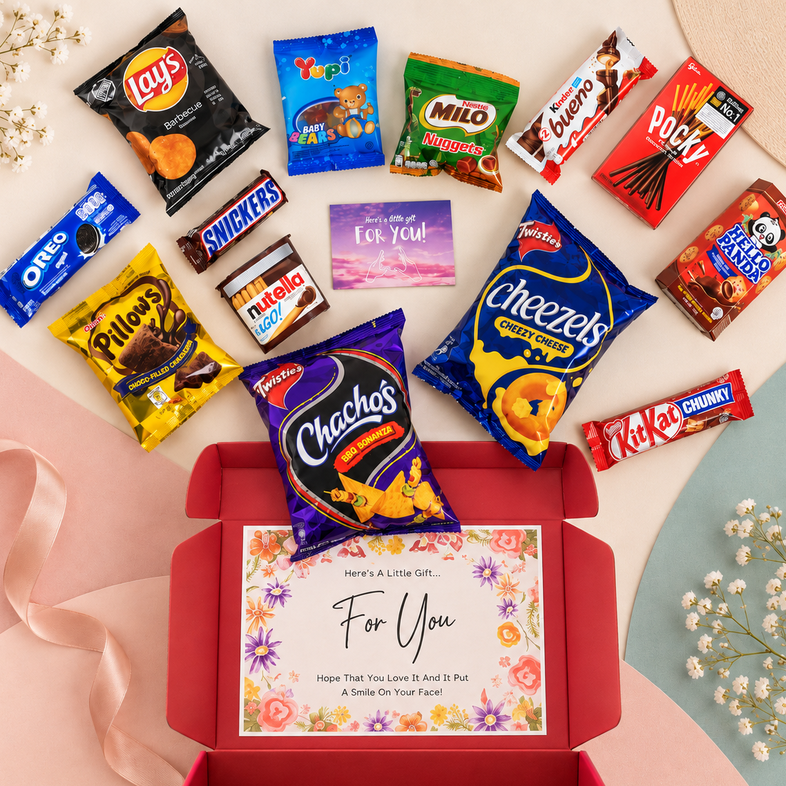 Classic Care Package snack and chocolate gift hamper contents in Singapore