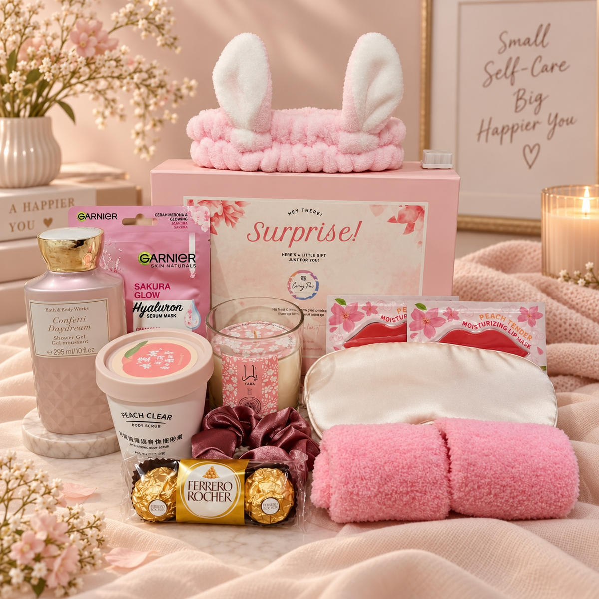 Women’s self-care gift hamper contents and pampering items in Singapore